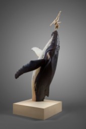 Cartwheel on a whale/ 200 x 110 x 80 cm / painted limewood / 2018